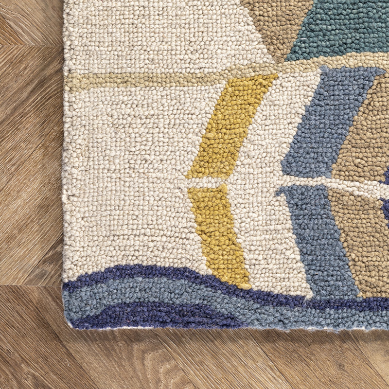 Kylan Bohemian Abstract Handmade Tufted Wool Beige/Pink/Black Rug